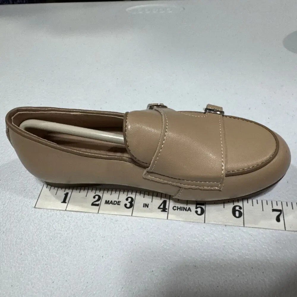 Onyx Girls Quilted Faux Leather Loafer Tan Flat Slip On Shoes Size US 12 / EU 30